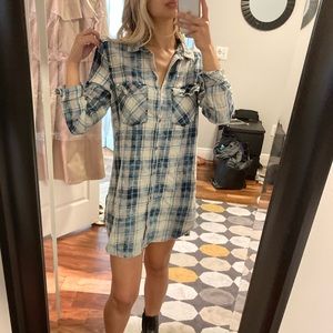 Cloth and Stone Plaid Dress Size L Blue/White/Pink